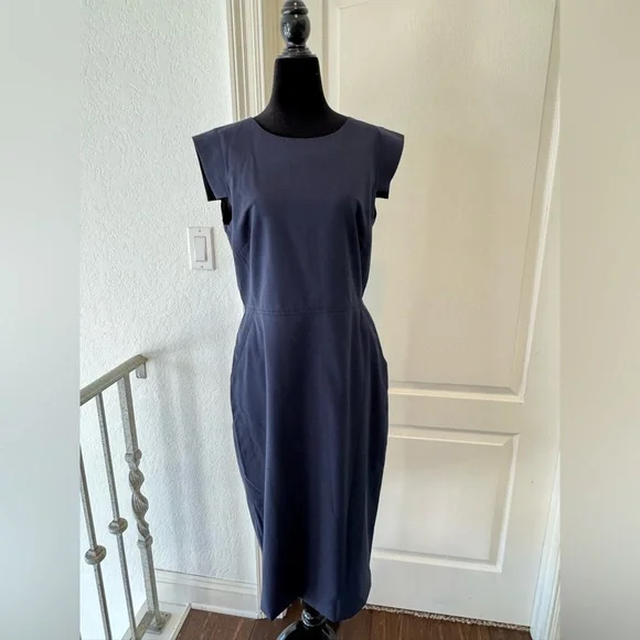 NWT J. Crew Sz 12T Resume Dress Classic Navy Midi Dress - Picture 3 of 5